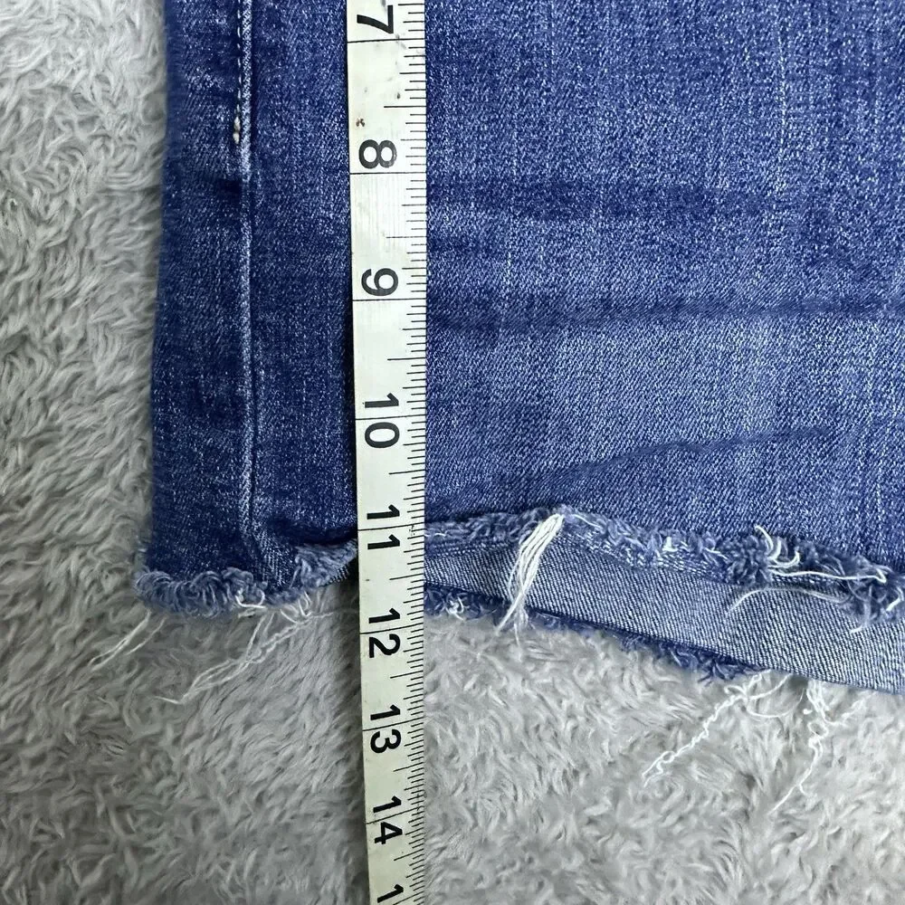 Levis Womens 501 Blue Denim Shorts High Rise Raw Hem Distressed Festival Size 30